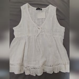 Women Summer  Sleeves Top Just Quella Size Large White